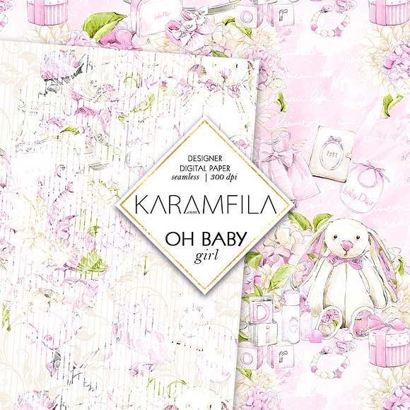 Baby Girl Digital Paper in Patterns - product preview 4