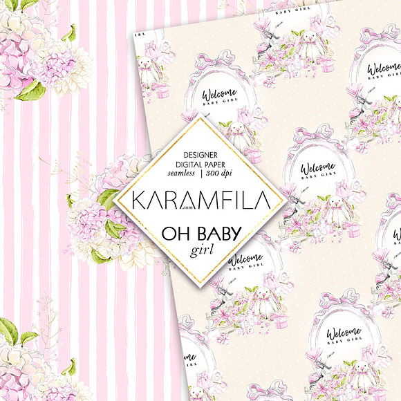 Baby Girl Digital Paper in Patterns - product preview 7