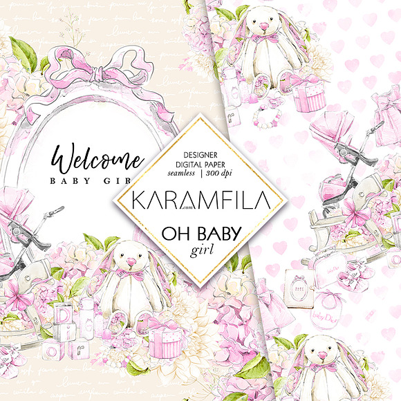 Baby Girl Digital Paper in Patterns - product preview 8
