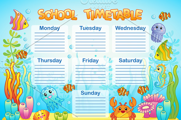 School Timetable, underwater world