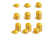 Set Vector Icons Gold Coins
