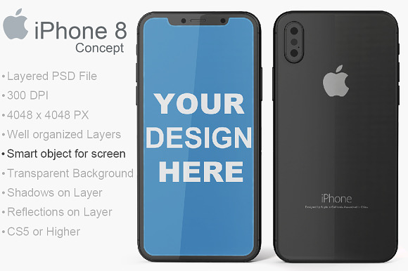 Apple Iphone 8 Concept PSD Mockup in Mobile & Web Mockups - product preview 1