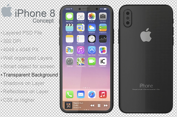 Apple Iphone 8 Concept PSD Mockup in Mobile & Web Mockups - product preview 2