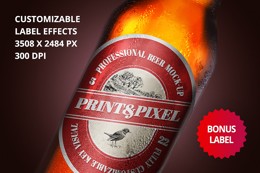 Beer close-up mock-up & label design in Product Mockups - product preview 8