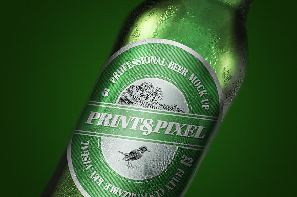 Beer close-up mock-up & label design in Product Mockups - product preview 2
