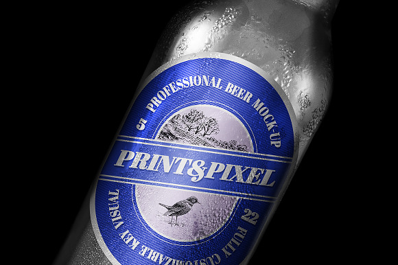 Beer close-up mock-up & label design in Product Mockups - product preview 4