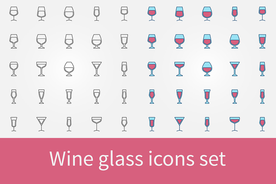 Wine glass icons set in Icons - product preview 8