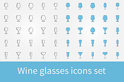 Wine glasses icons collection