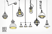 Set of modern isolated loft lamps​