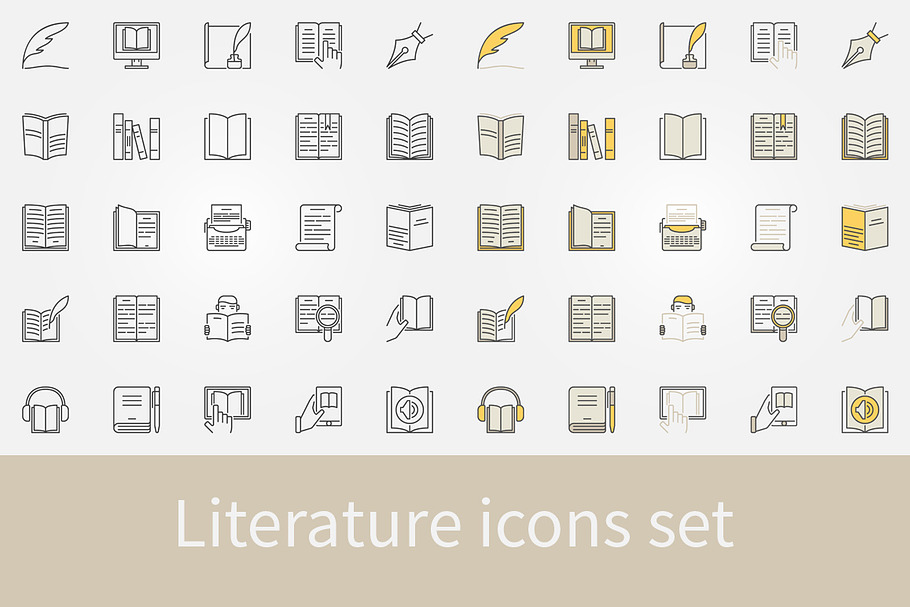 Literature icons set in Graphics - product preview 8