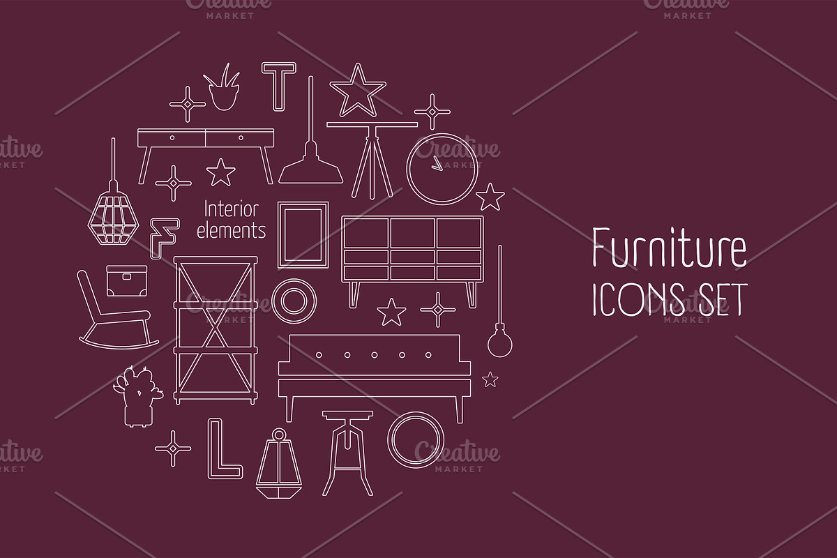 Furniture icons set in Graphics - product preview 8