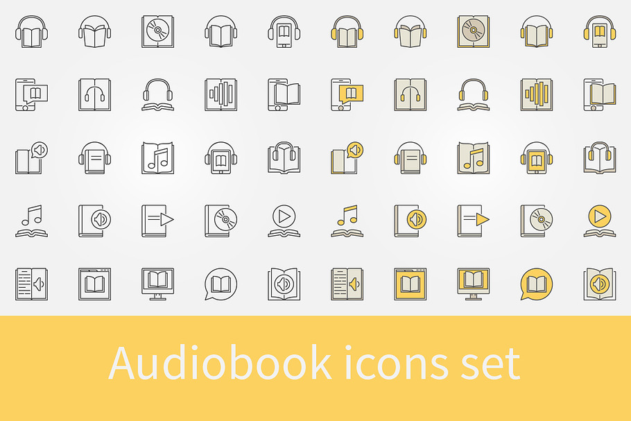 Audiobook icons set in Graphics - product preview 8