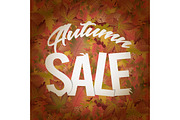 Autumn sale design concept with a lot of fallen leaves and text title