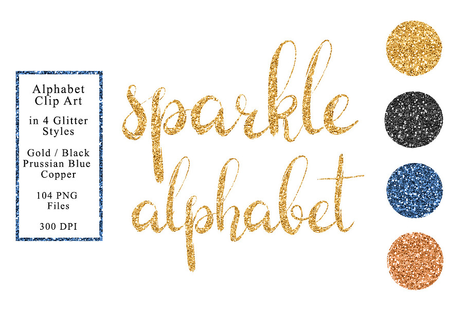 Sparkle Alphabet in 4 Colors