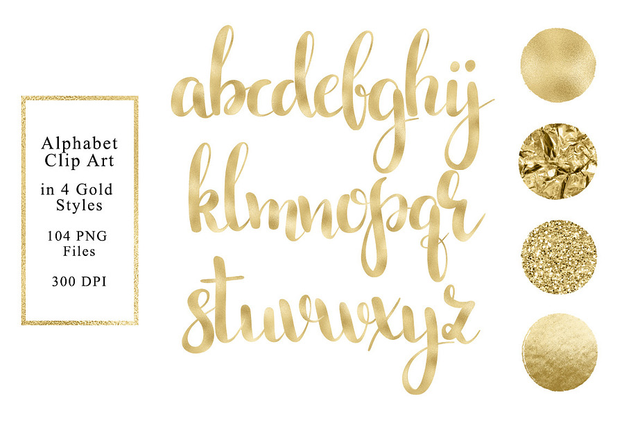 Alphabet in 4 Gold Styles