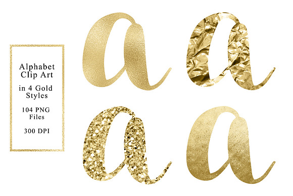 Alphabet in 4 Gold Styles in Objects - product preview 1