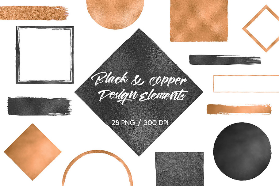 Black & copper design elements in Objects - product preview 8