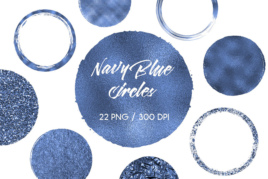 Navy Blue Circles Clip Art in Objects - product preview 8