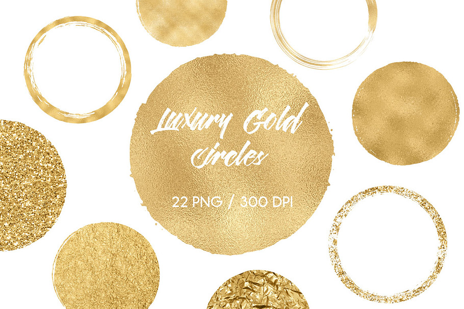 Luxury Gold Circles Clip Art in Objects - product preview 8