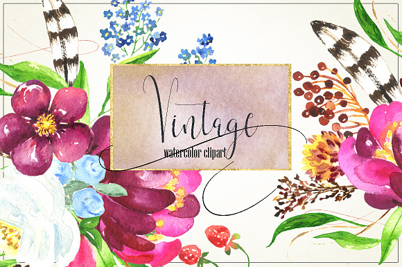 Vintage Watercolor clipart in Illustrations - product preview 2
