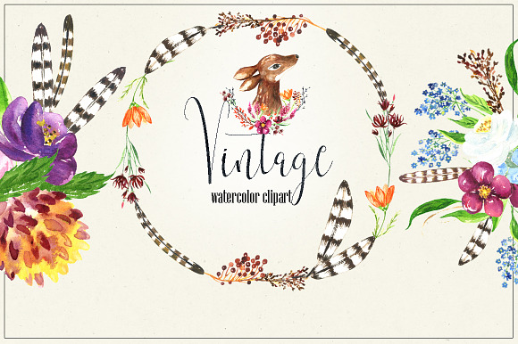 Vintage Watercolor clipart in Illustrations - product preview 5