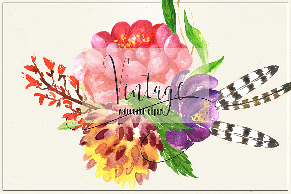 Vintage Watercolor clipart in Illustrations - product preview 6