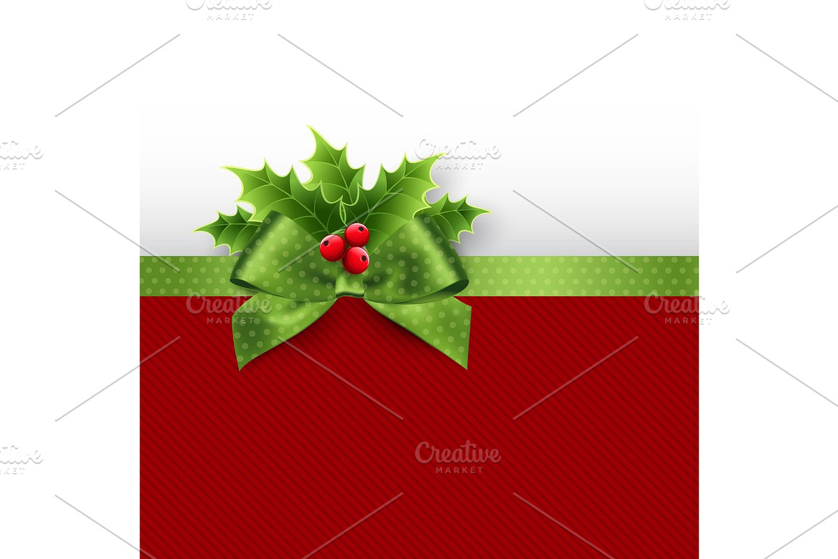Christmas decoration with holly leaves in Objects - product preview 8