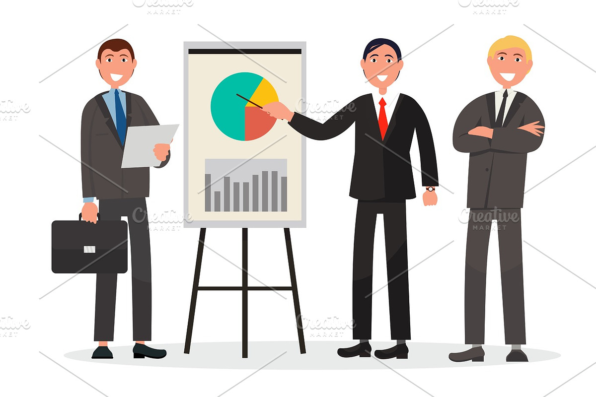 Team of Entrepreneurs Make Statistics Presentation in Illustrations - product preview 8