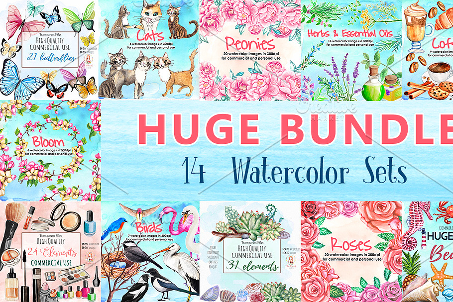 HUGE Watercolor Bundle in Graphics - product preview 8