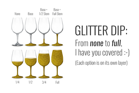 Wineglass Mockup PSD w/ Glitter in Product Mockups - product preview 2