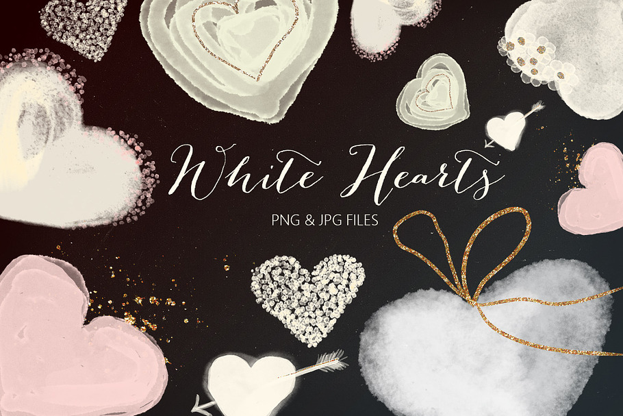 White hearts in Illustrations - product preview 8
