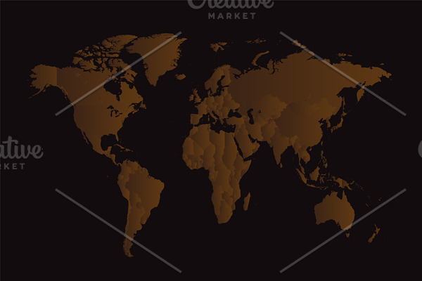 World map brown with borders