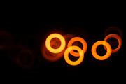 Horizontal orange bokeh circles illustration background