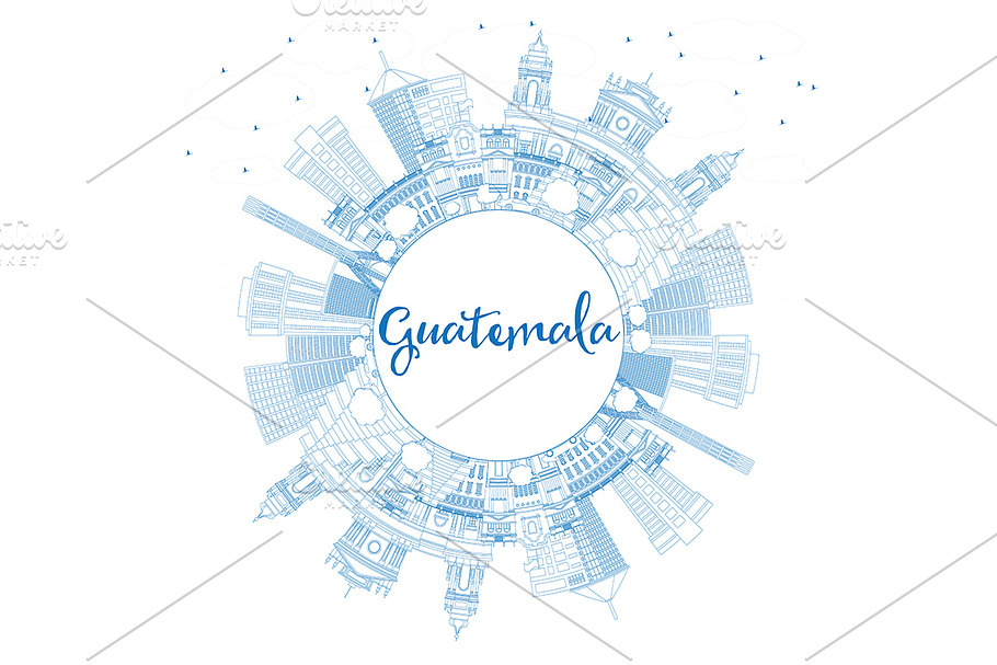 Outline Guatemala Skyline  in Illustrations - product preview 8