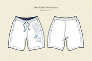Men White Swim Shorts Beachwear