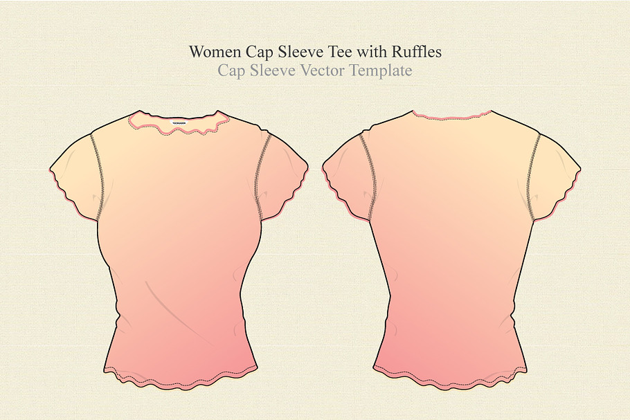 Women Cap Sleeve Tee with Ruffles in Illustrations - product preview 8