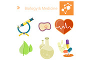 Biology and Medecine Poster with Illustrations Set