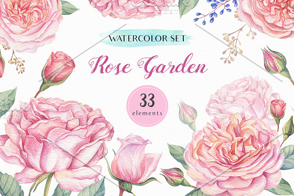 SALE! Watercolor Rose Garden