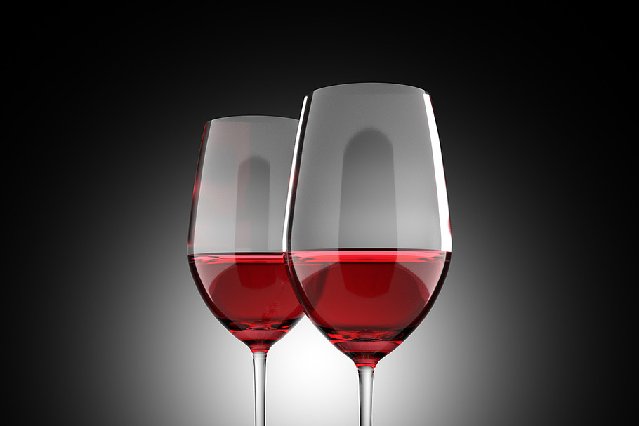 Red wine glass set 3D illustration in Illustrations - product preview 8