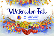 Watercolor Fall Floral Clipart