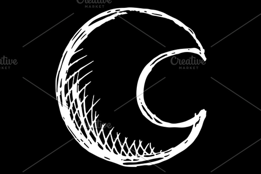 Cartoon moon sketch ink art vector in Illustrations - product preview 8