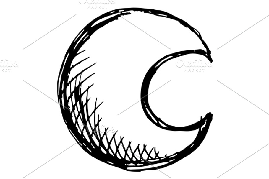 Cartoon moon sketch ink art vector in Illustrations - product preview 8