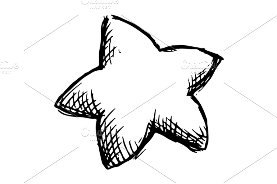 Cartoon star sketch ink art vector in Illustrations - product preview 8