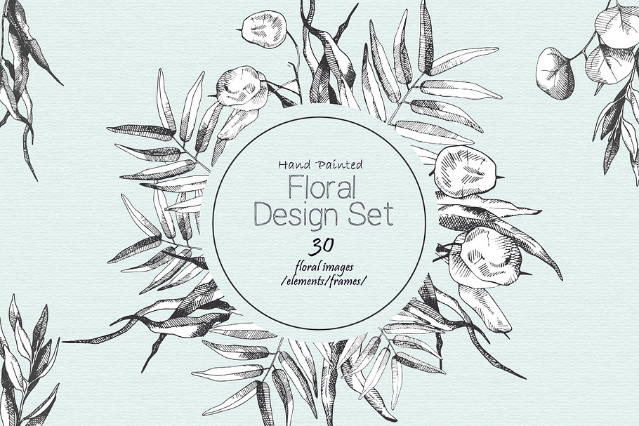 Hand-Painted  Floral  Design Set in Illustrations - product preview 8