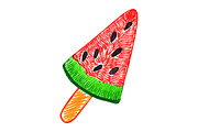 Watermelon ice-cream eskimo sketch