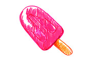 Pink ice-cream eskimo dessert sketch