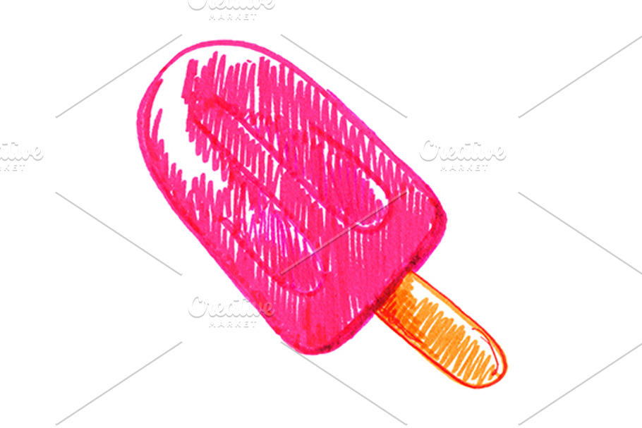 Pink ice-cream eskimo dessert sketch in Illustrations - product preview 8