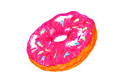 Sweet donut baked food sketch art