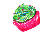 Sweet cream cupcake sketch art