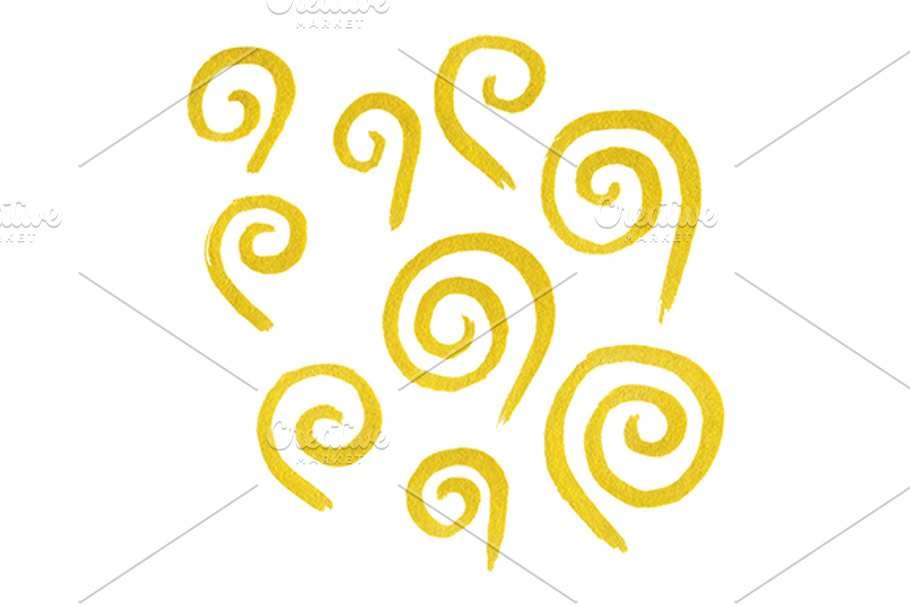 Doodle golden swirl ink sketch art in Illustrations - product preview 8